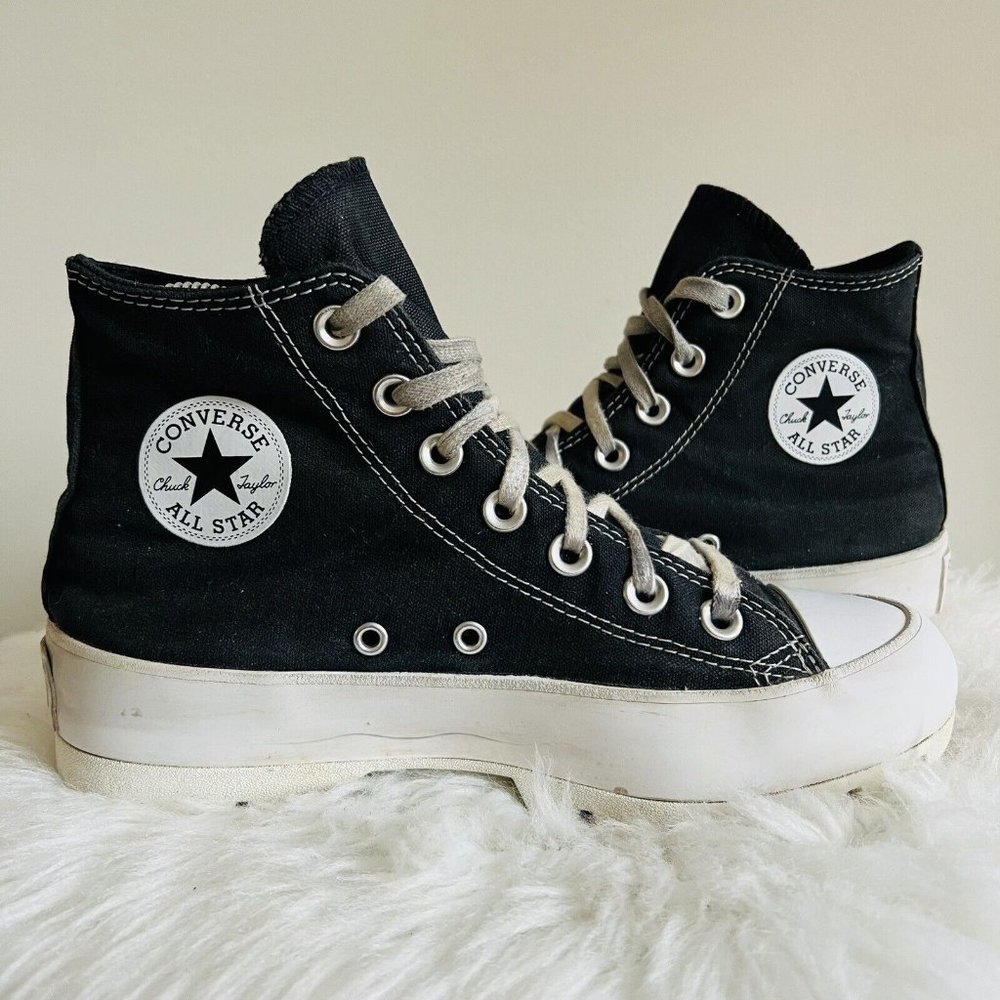 Converse Chuck Taylor All Star Black Platform High Top Canvas Sneakers ~ Size 6